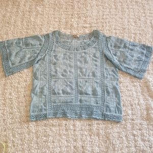Democracy Blue Crochet trimmed blouse